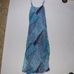 Jasmine By Kvm Purple And Blue Patchwork Double Lined Maxi Dress